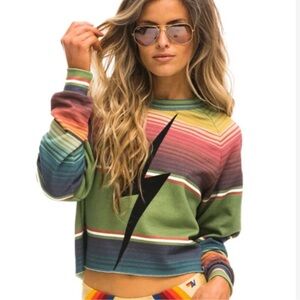 Aviator Nation Multicolor Crew Neck Sweater Serape